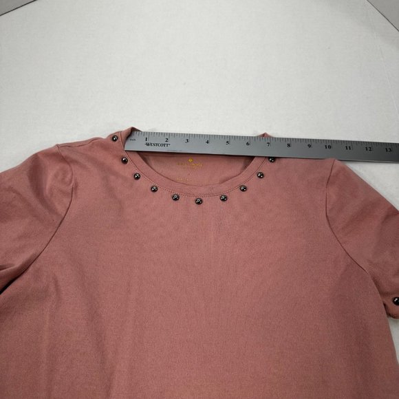 Kate Spade New York Women's Size Small Short Sleeve Top Studded Brown Preowned - Picture 5 of 11